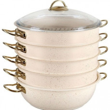 Мантоварка с крышкой стеклянной 34 х 10 см с антипригарным покрытием 6091C.34.NS-IVR